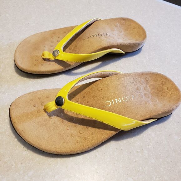 VIONIC Mona Yellow Thong Sandal Orthotic Comfort Flip Flop Women's Size 6 - Picture 4 of 7